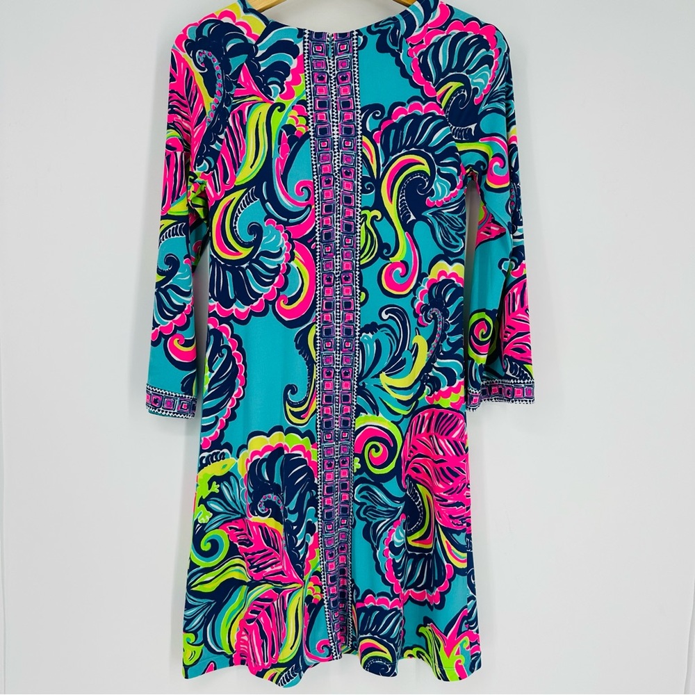 Lilly Pulitzer Bellavista Swing Dress in Sea Blue Private Island Engineered XS - Picture 4 of 10